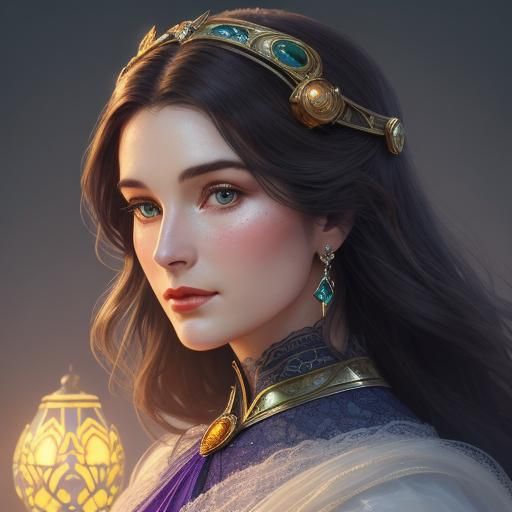 Art Deco Woman Portrait in Art Nouveau Style