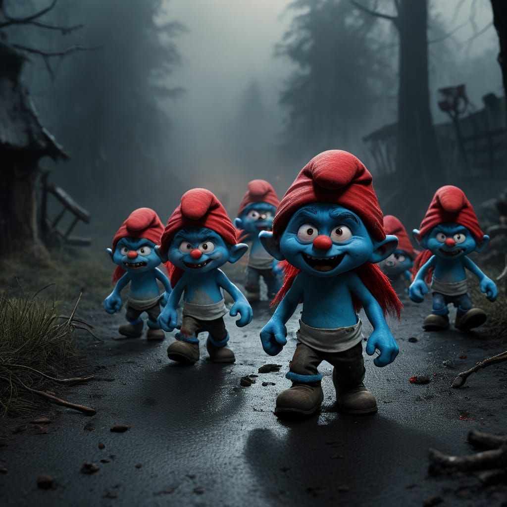 Dark Fantasy Smurfs Unleash Menace in Foreboding Fog