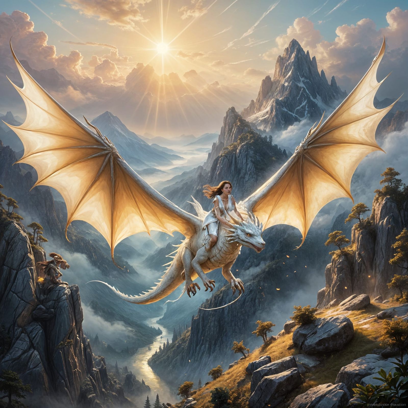 Ethereal Fantasy Scene in Thomas Kinkade Style