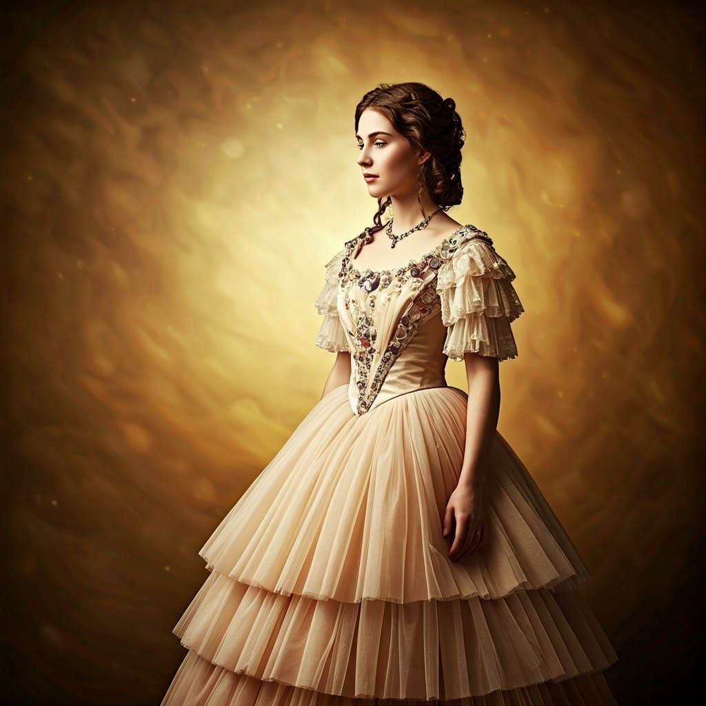 Ethereal Victorian Beauty in a Dreamy Golden Haze