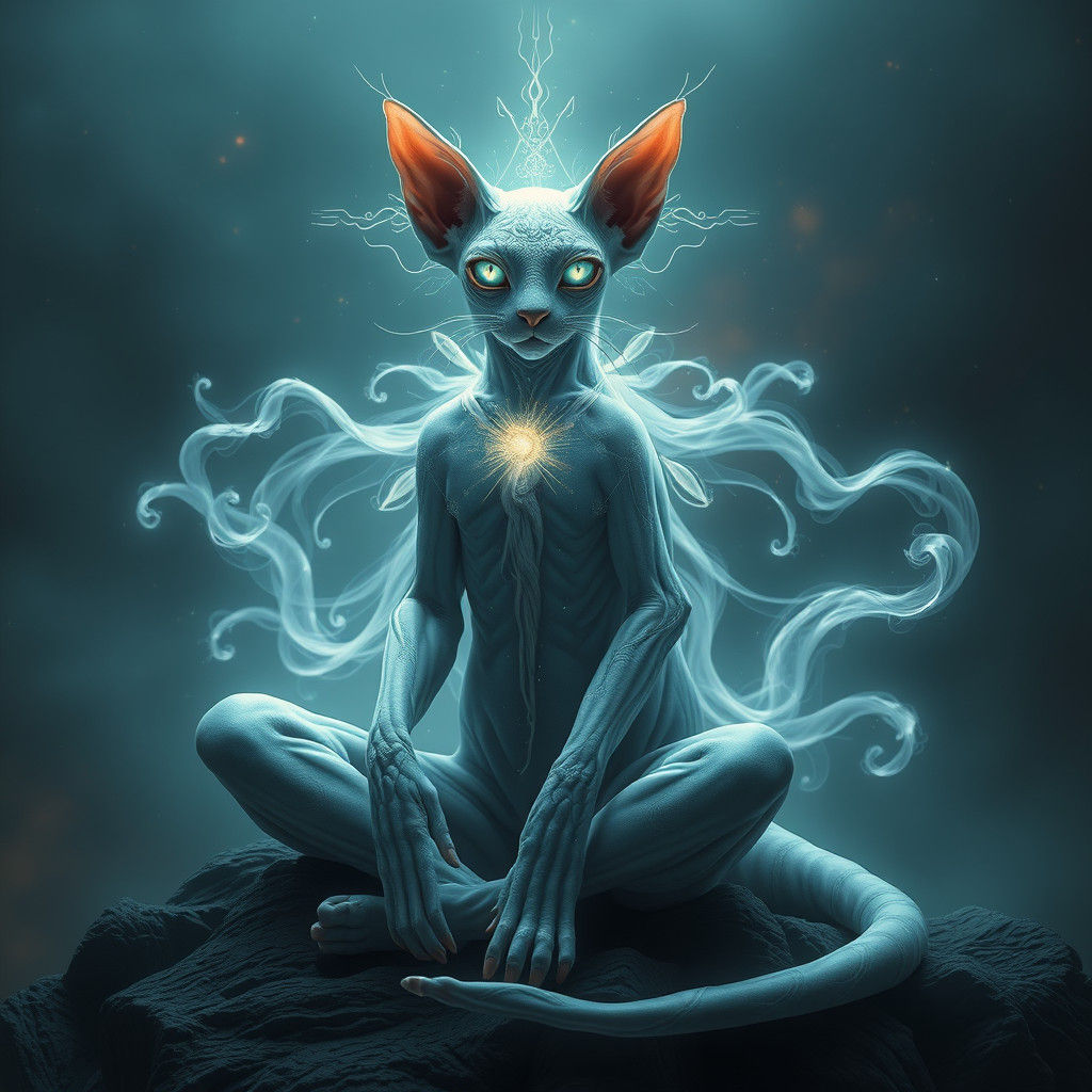 Ethereal Cosmic Sphynx Cat Shaman in Unreal Engine