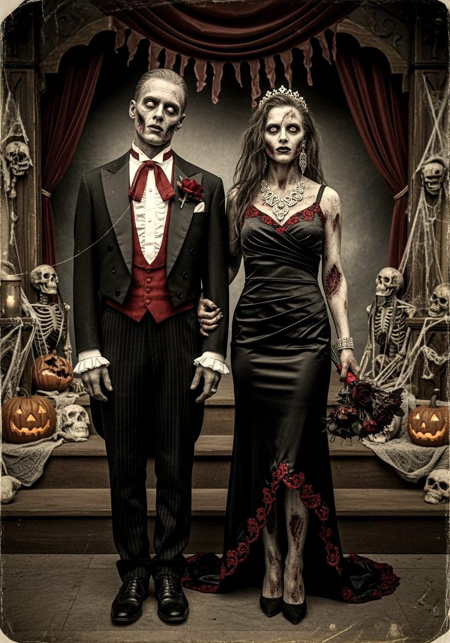 Zombie Prom King and Queen in Gothic Baroque Style