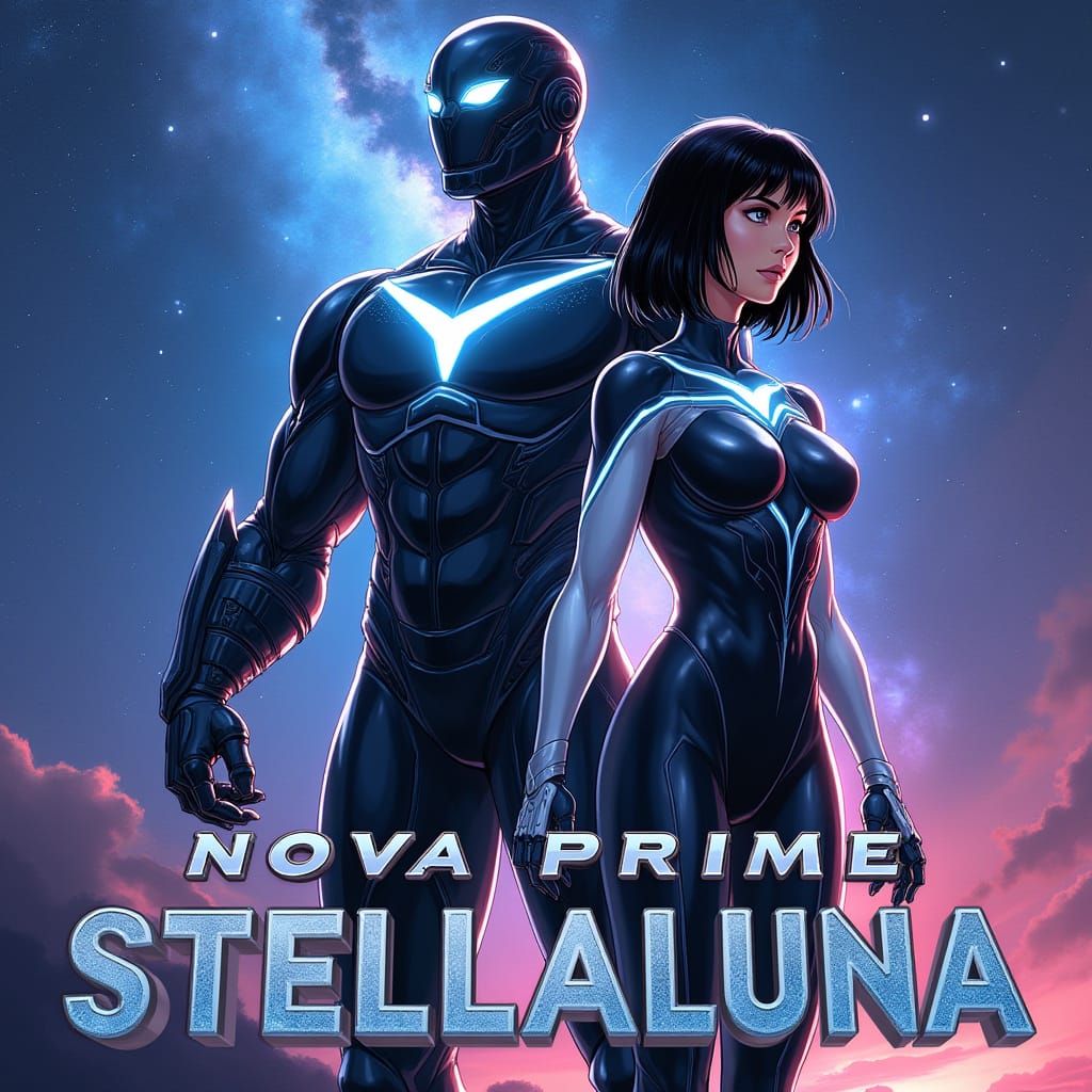 Cosmic Heroes Nova Prime and Stellaluna in Vibrant Nebulae B...