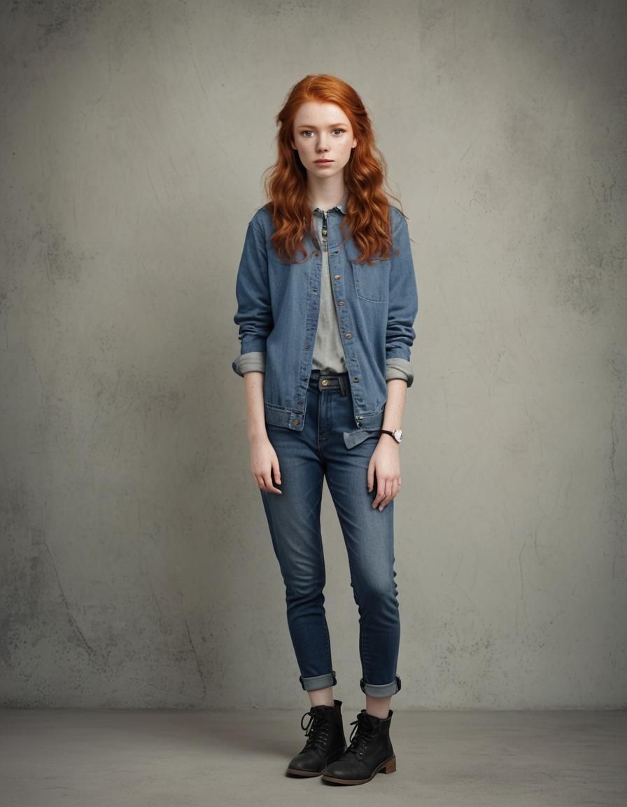 Stunning Redhead Teenage Girl: Realistic Full Body Portrait