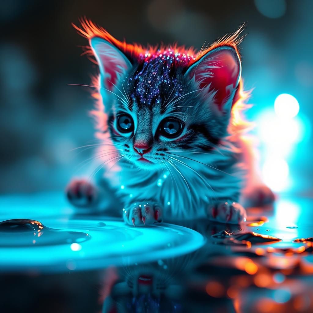 Iridescent Spirit Kitten by Glowing Puddle