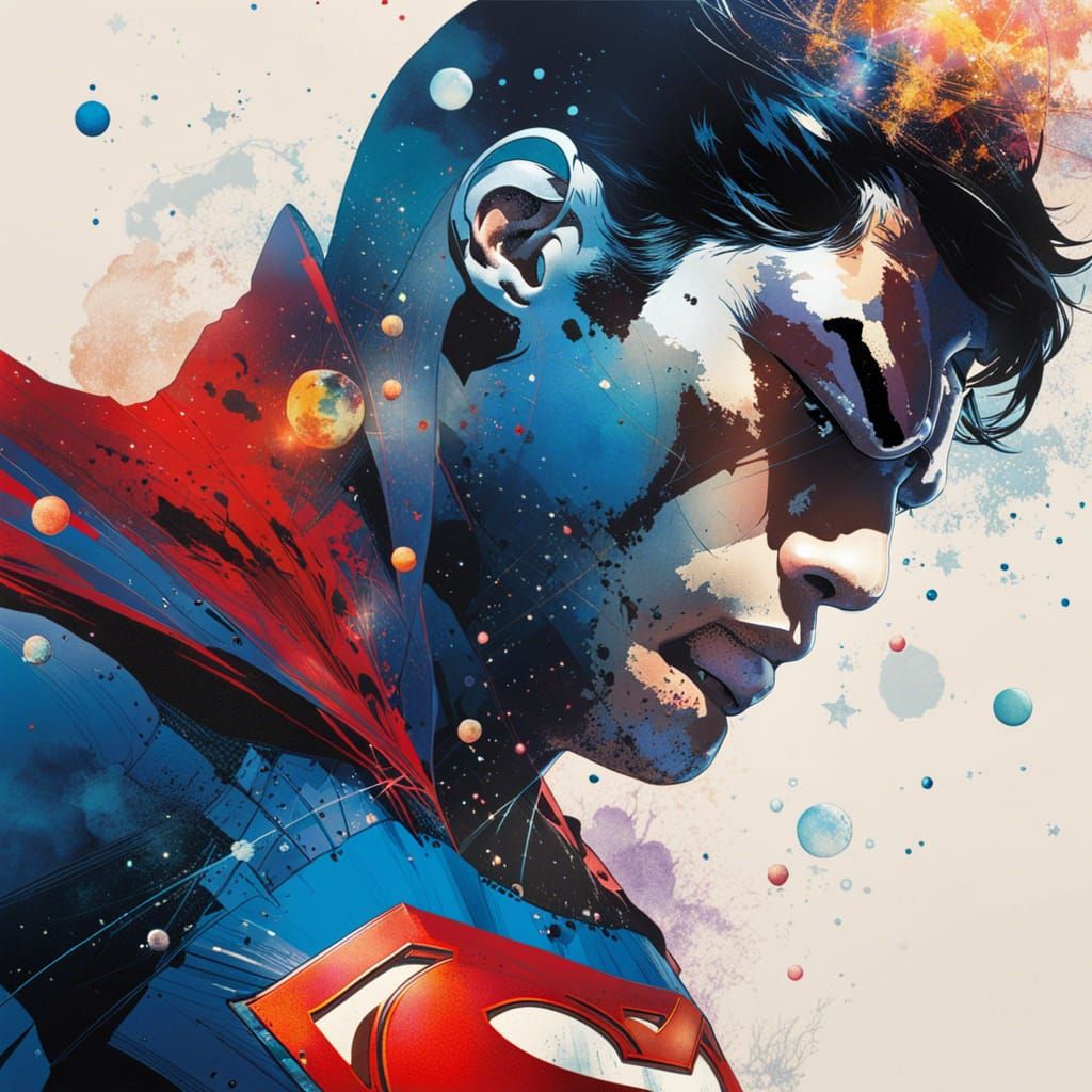 Superman Double Exposure Portrait in Space