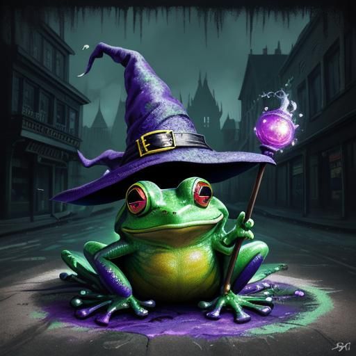 Frog Witch Graffiti Art with Magic Staff