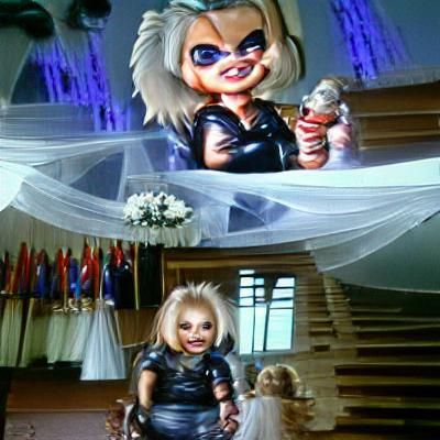 Sinister Doll Bride in Dark Composition