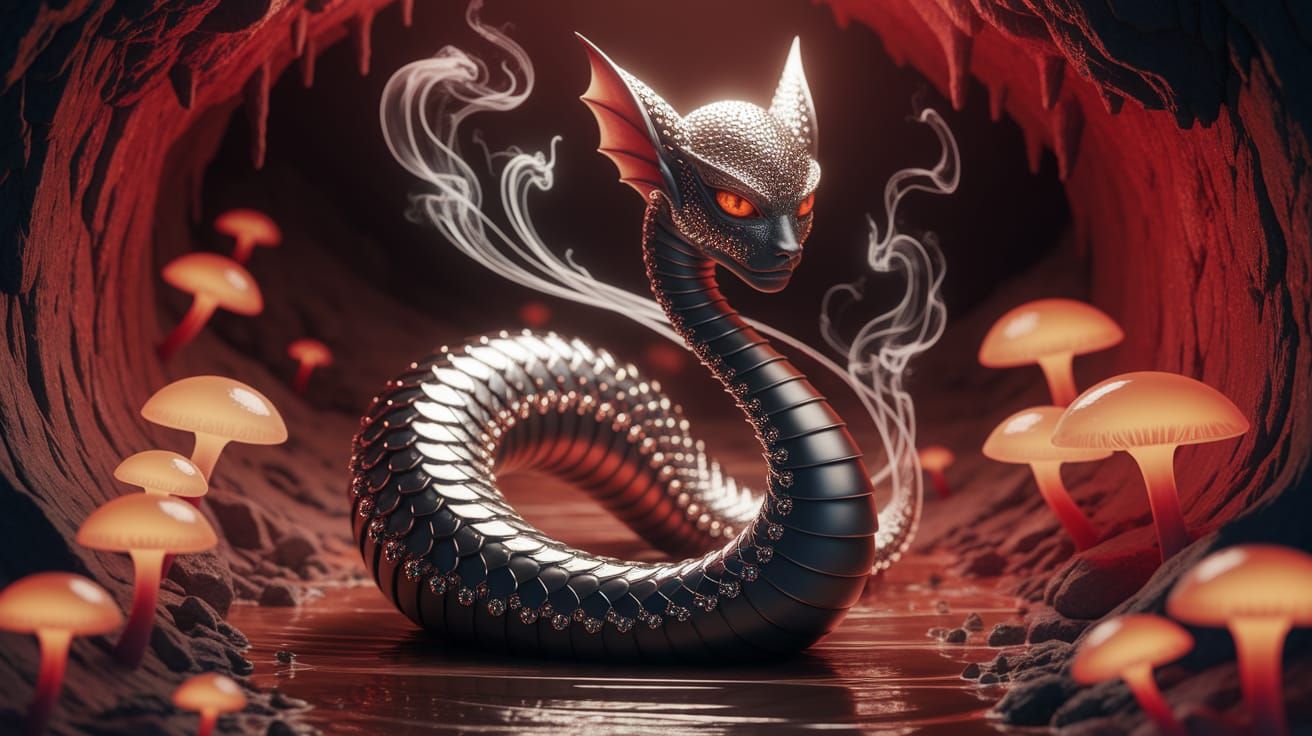 Jeweled Demon in Art Deco 3D Style