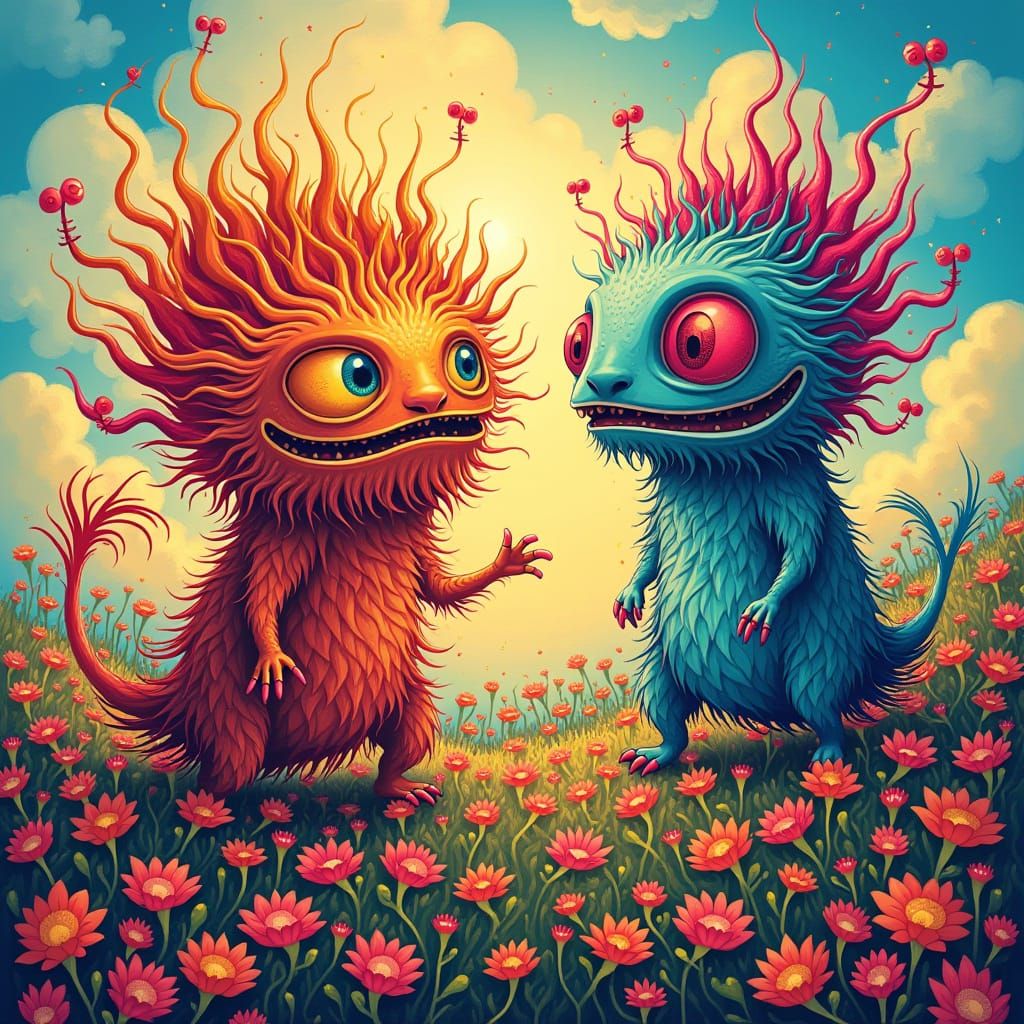 Surreal Flower Monsters Shine in Whimsical Sunshine