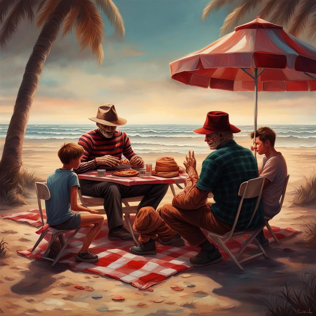 Hyperrealistic Freddy Kruger's Beach Picnic with Elm Street ...