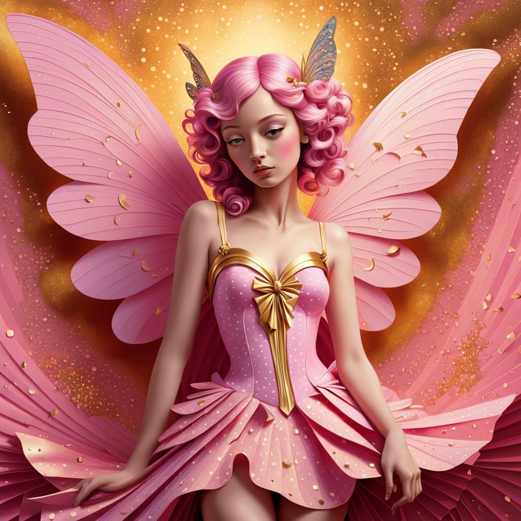 Pink Fairy in Expressionist Neo-Impressionism Style