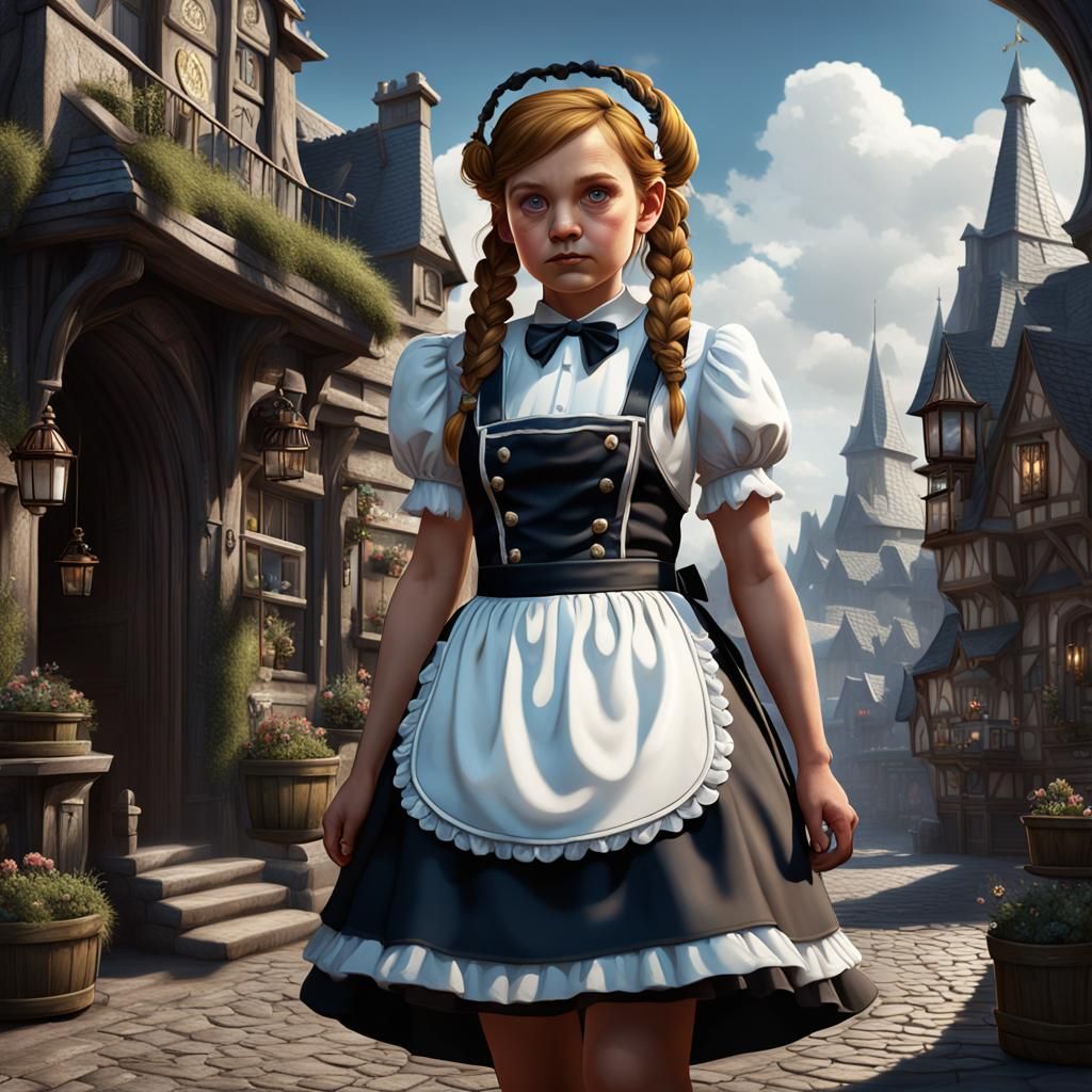 Detailed Matte Painting of Dwarf French Maid