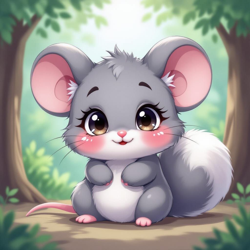 Adorable Chibi Mouse in Kawaii Anime Style