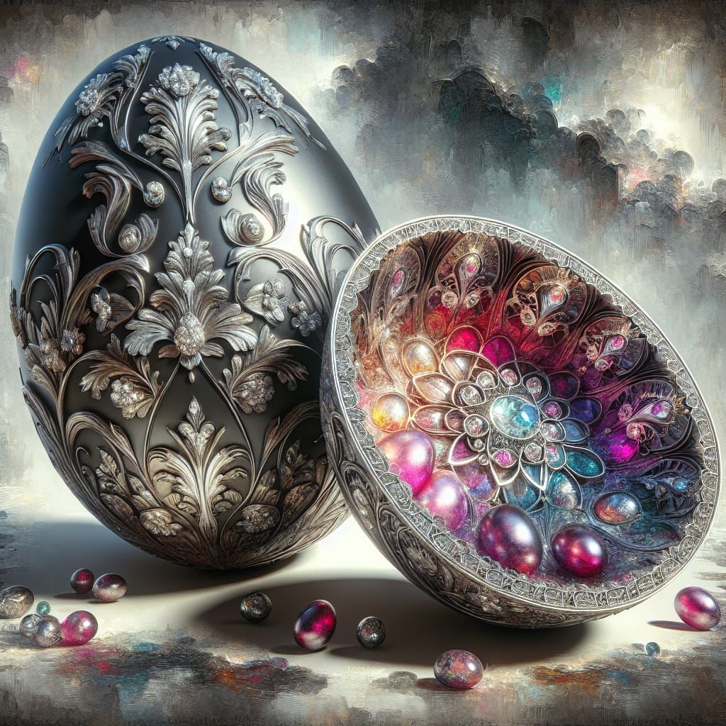 Luxurious Fabergé-Style Easter Egg in Opulent Hues