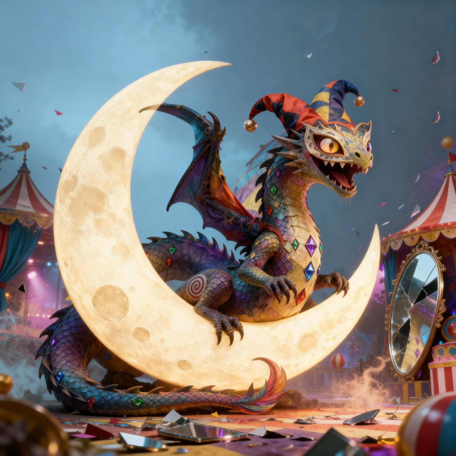 Harlequaza: Chaotic Dragon Fairy Fakemon