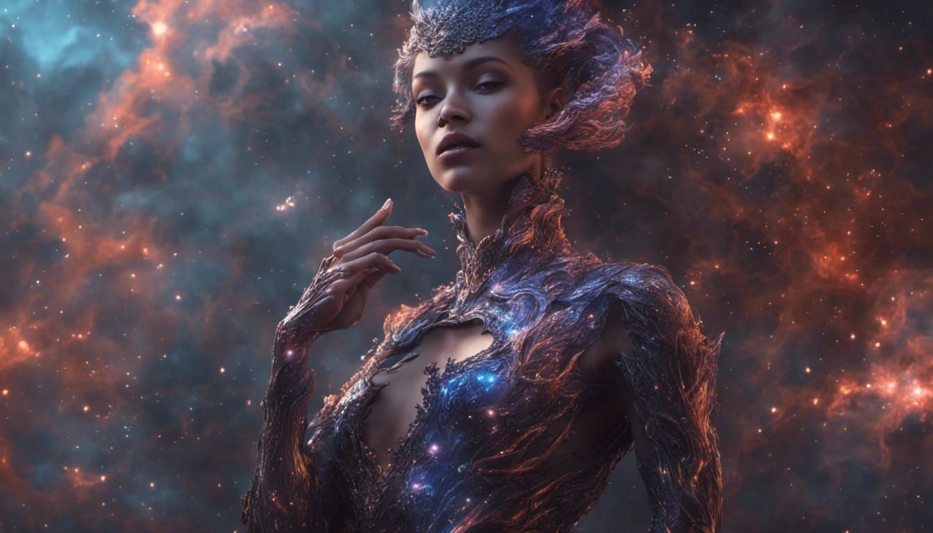 Androgynous Star Being in Deep Color Fantasy Art