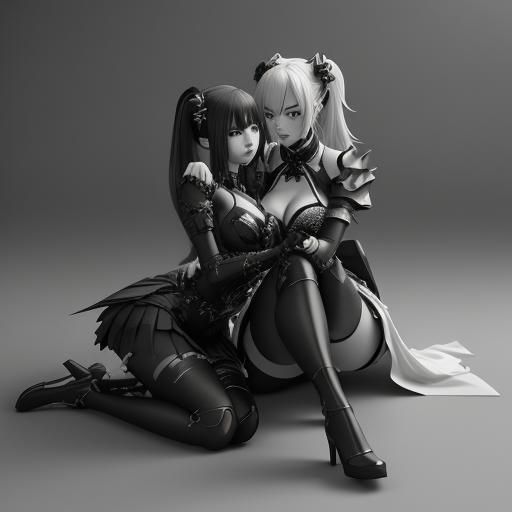 Mistress and Submissive Girlfriend in 3D Anime Art
