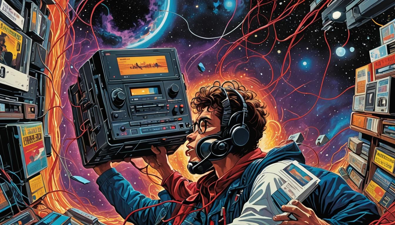 Retro Futurism Sony Walkman Comic Book Art