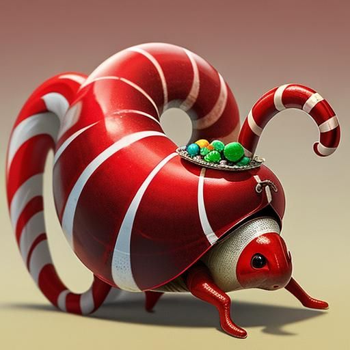Candy Cane Snail: Photorealistic AI Generated Image