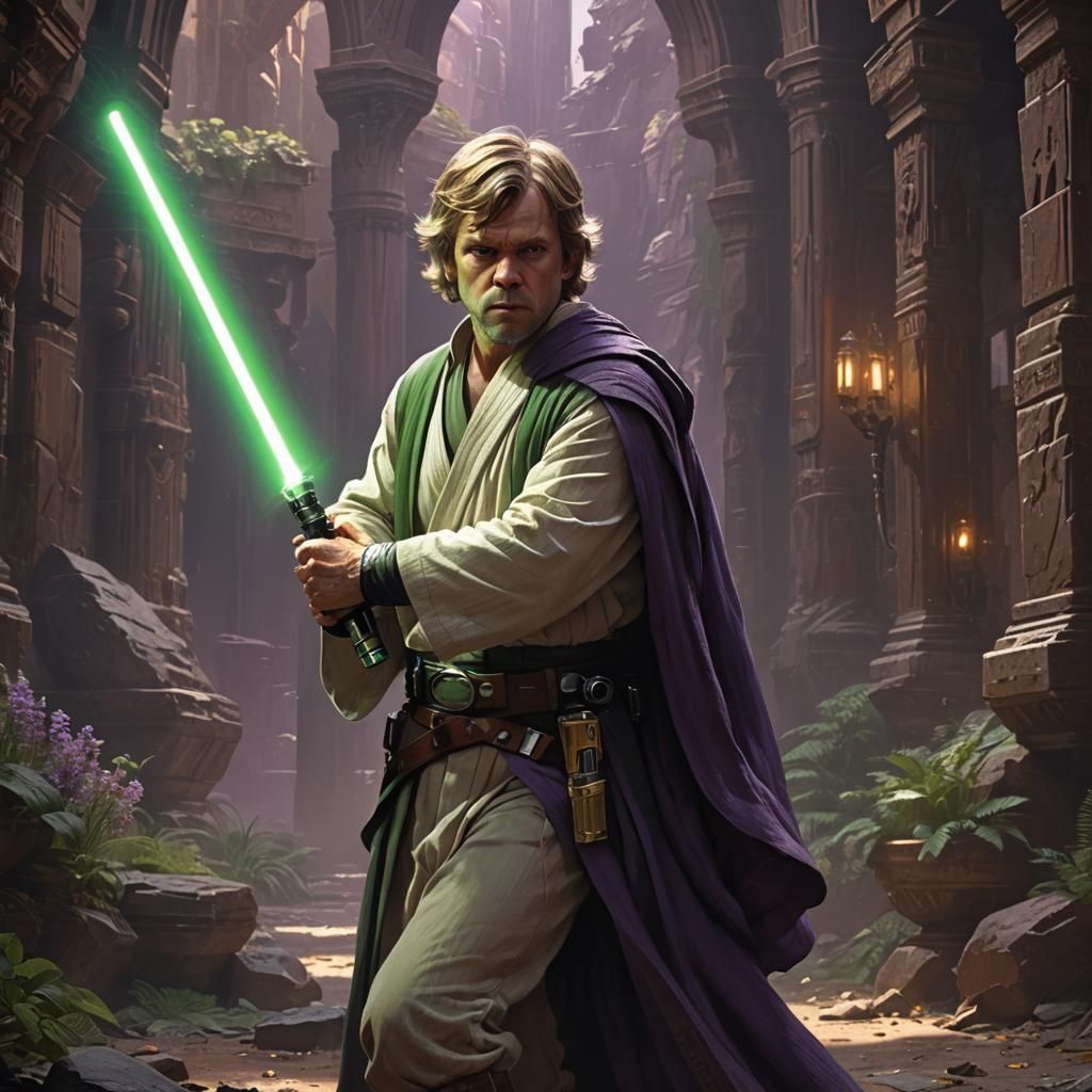 Luke Skywalker with Lightsaber, Dark Fantasy Art