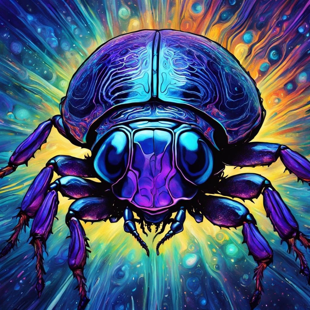 Kafka as Beetle in Surreal Mixed Media