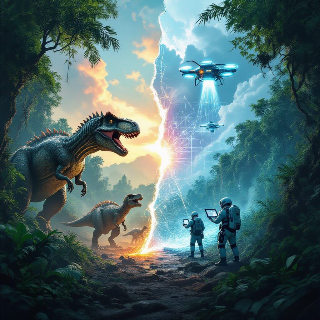 Dinosaurs vs. Aliens in Primeval Jungle