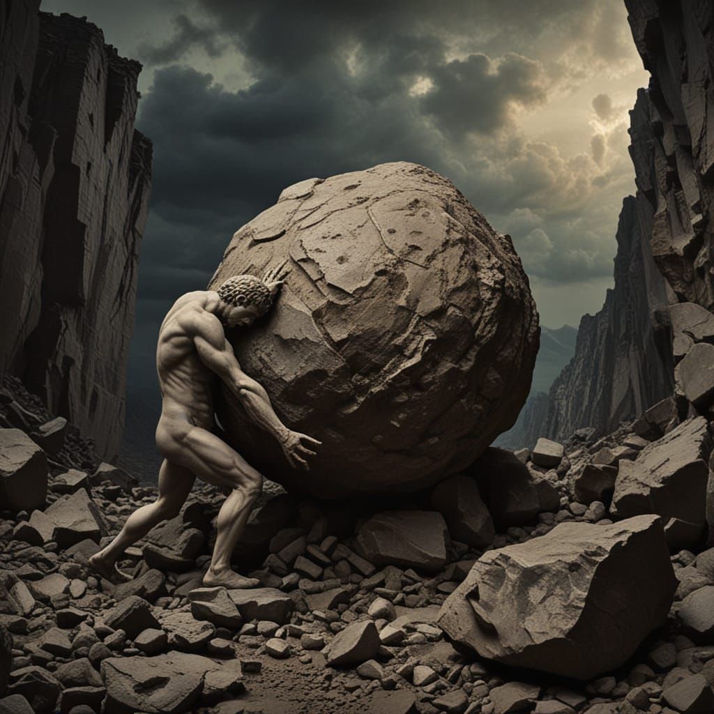 Mannerist Masterpiece: Sisyphus in Turbulent Landscape