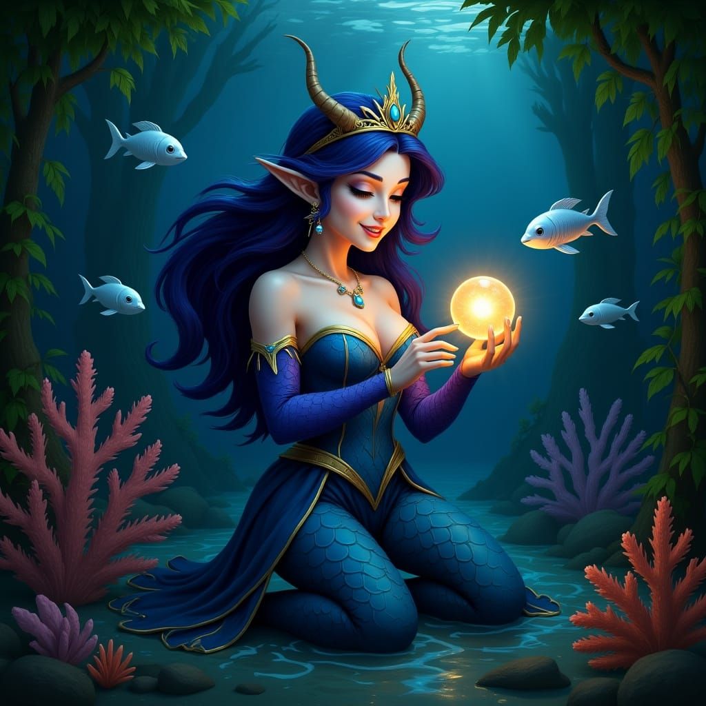 Lanyu: Mermaid Queen Watching Pearl Descend