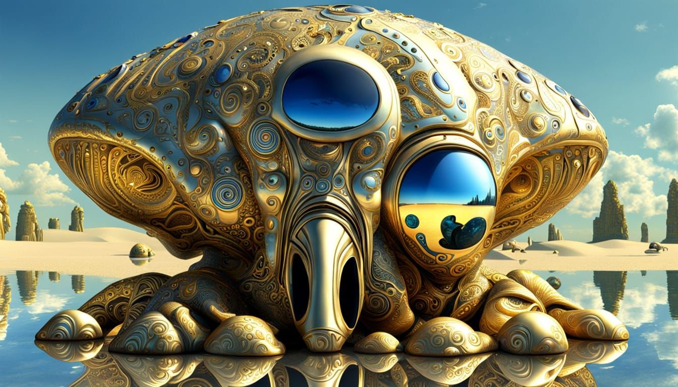 Xenomorph Beach Holiday in Art Nouveau Style