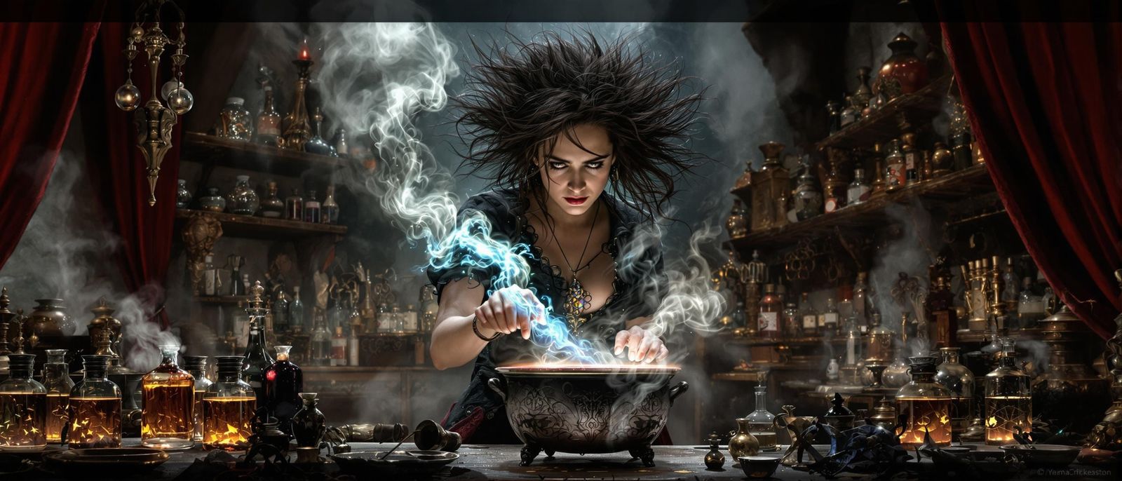 Potion Master in Medieval Alchemy Lab Portrait