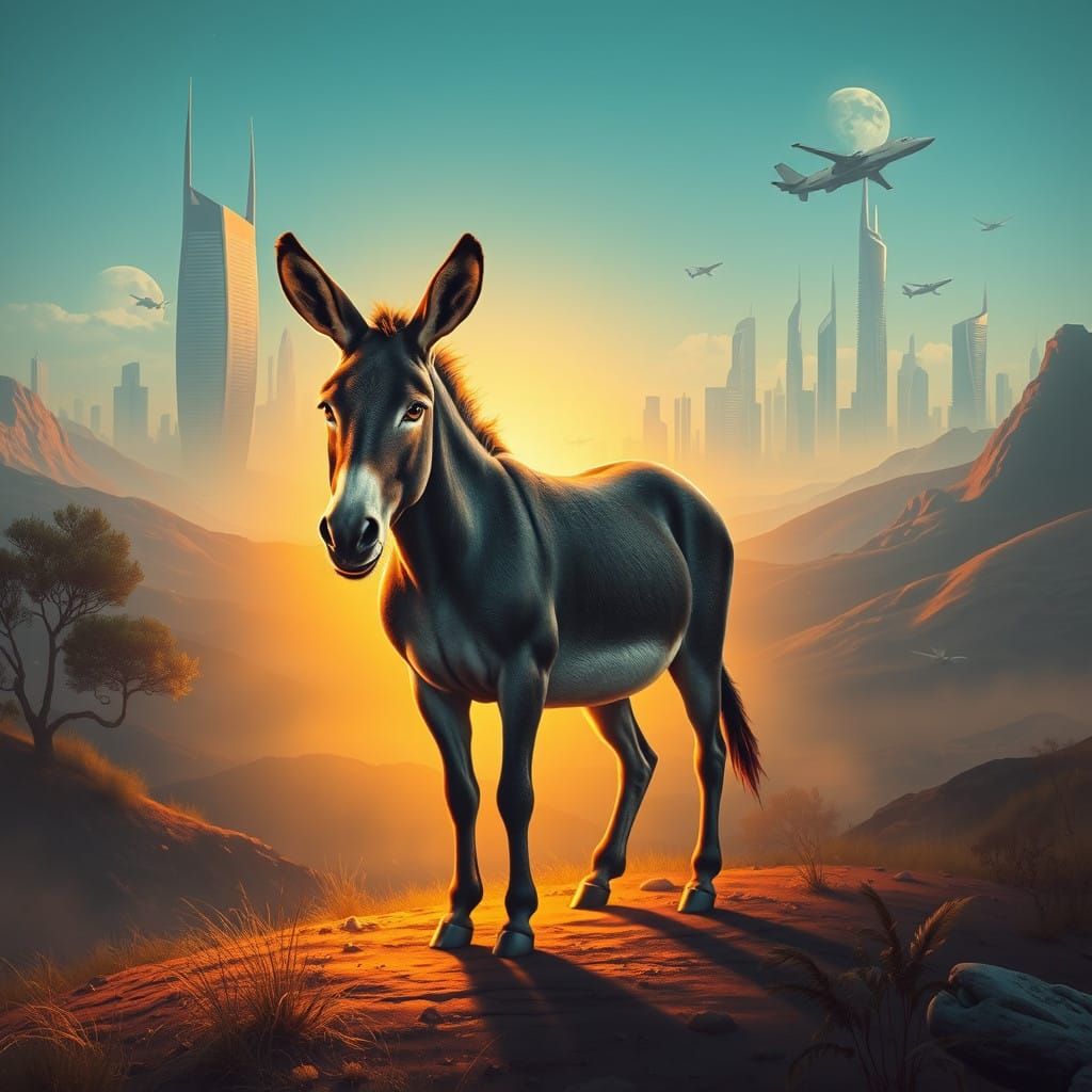 Majestic Donkey Judge in Harmony with AI