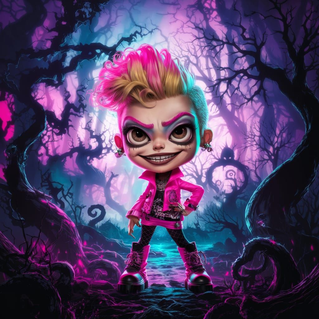 Punk Rocker in Nightmare Forest, Tim Burton Style