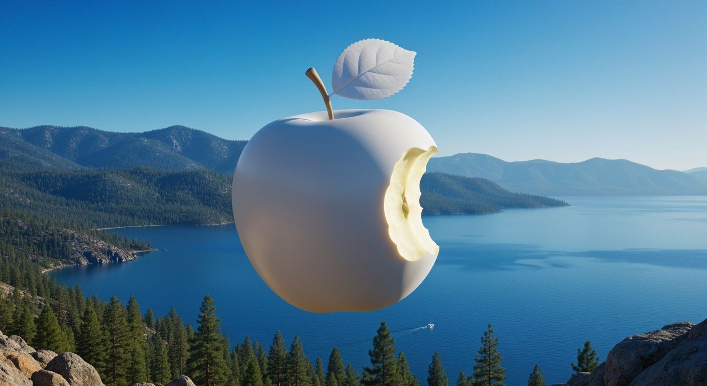 Dreamy Surreal White Apple Over Lake Tahoe