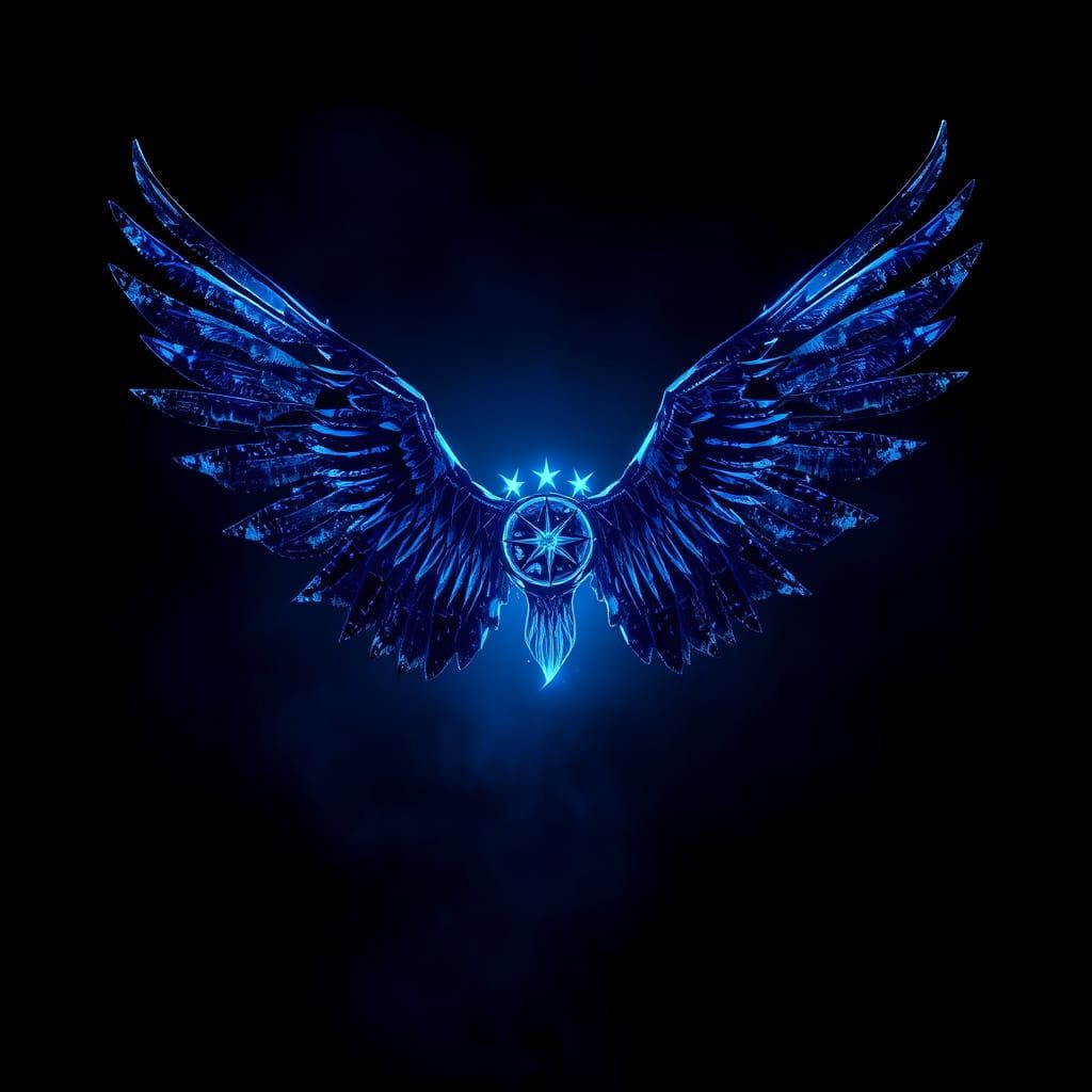 Metallic Wings Soaring in Dark Blue Night