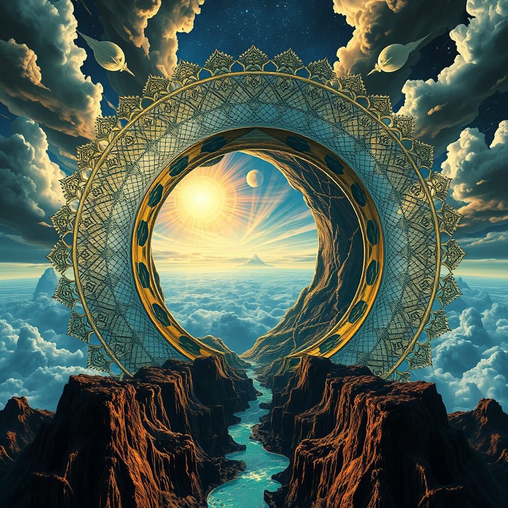 Dreamlike Portal to an Exotic Realm in Surrealist Style