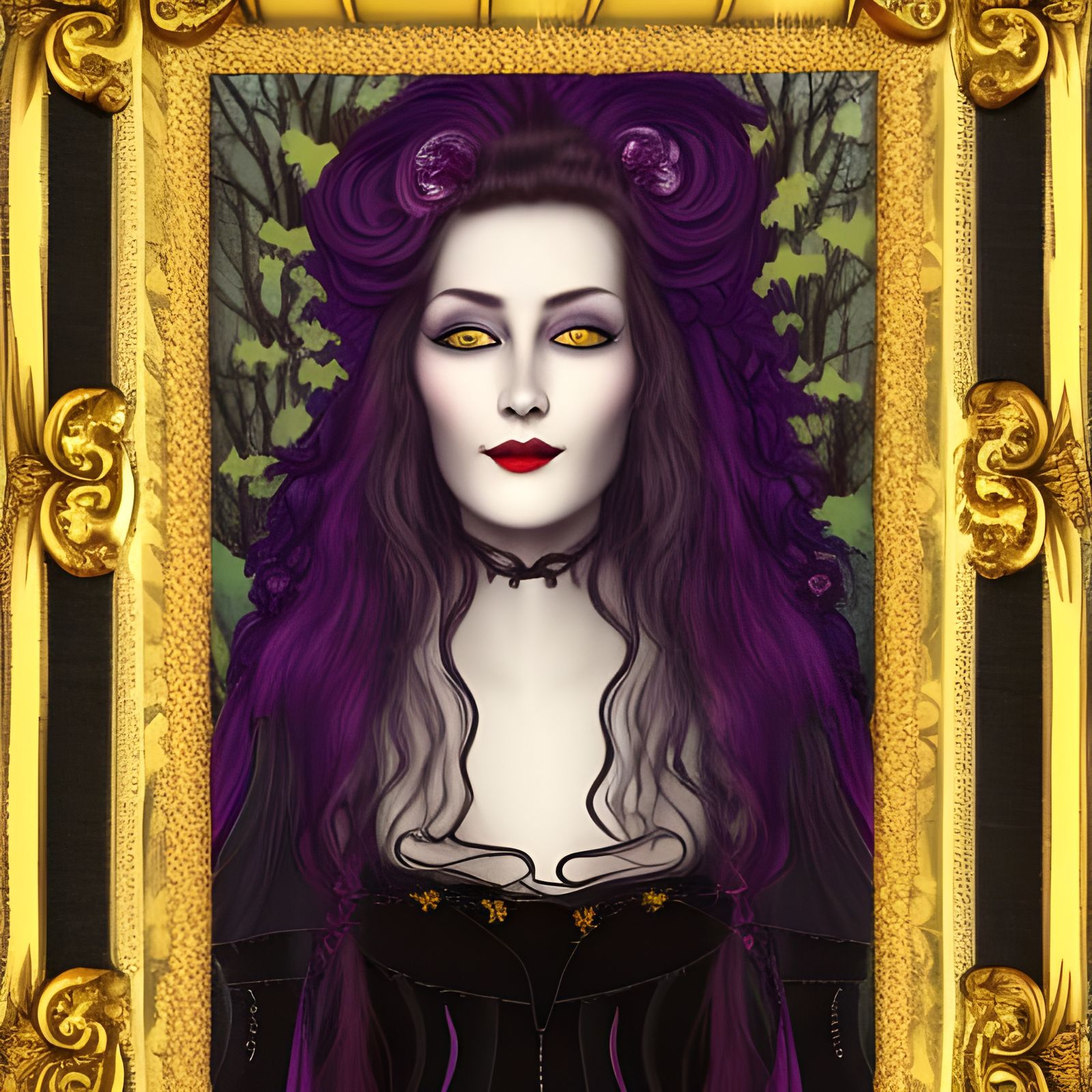 Gothic Portrait of a Witch in a Magical Forest