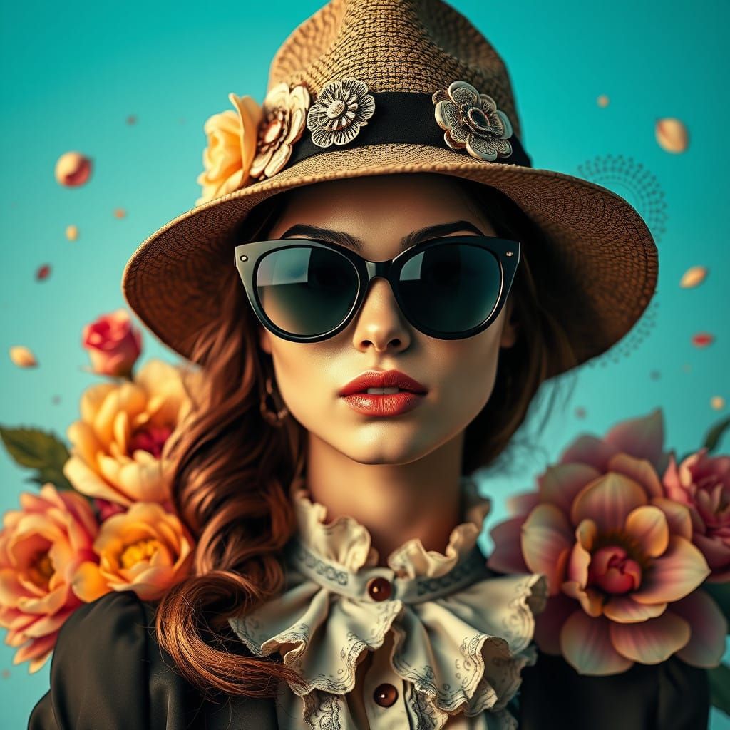 Surrealist Portrait in Vibrant Summer Colors