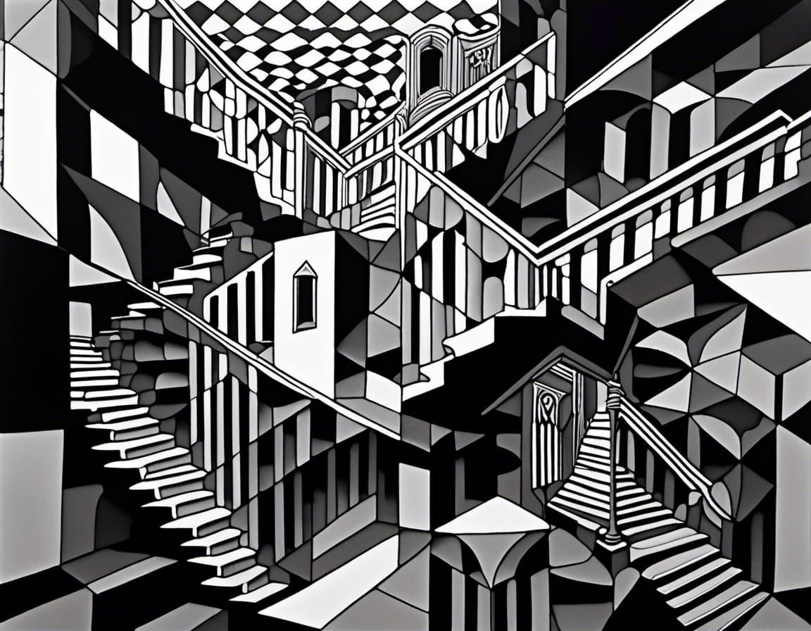 Escher and Klimt Inspired Geometric Staircase