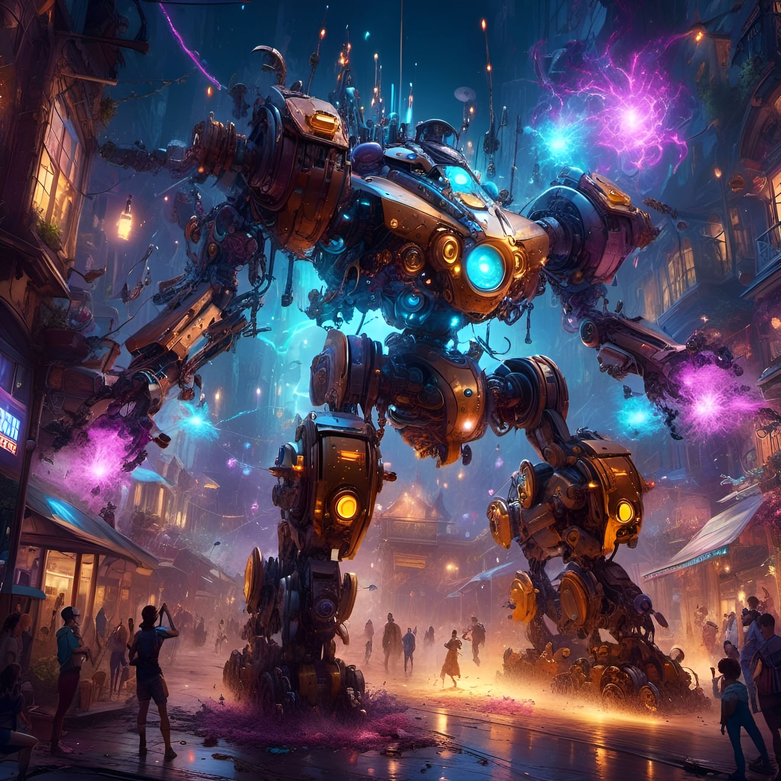 Aetherpunk Battle Mech Digital Art