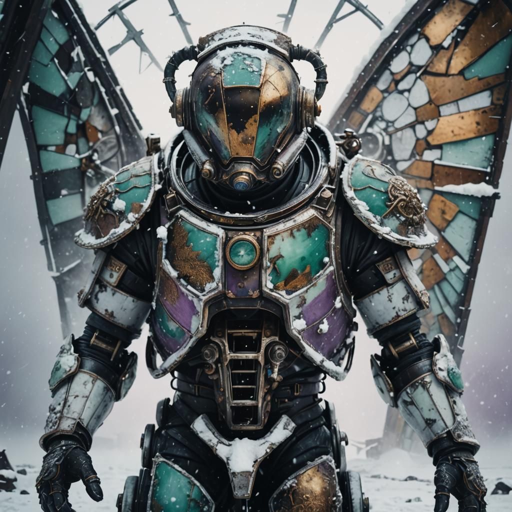 Whimsical Teapot on Wheels in Snowy Wasteland