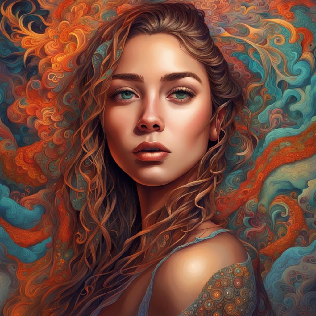 Vibrant Digital Painting of a Young Woman