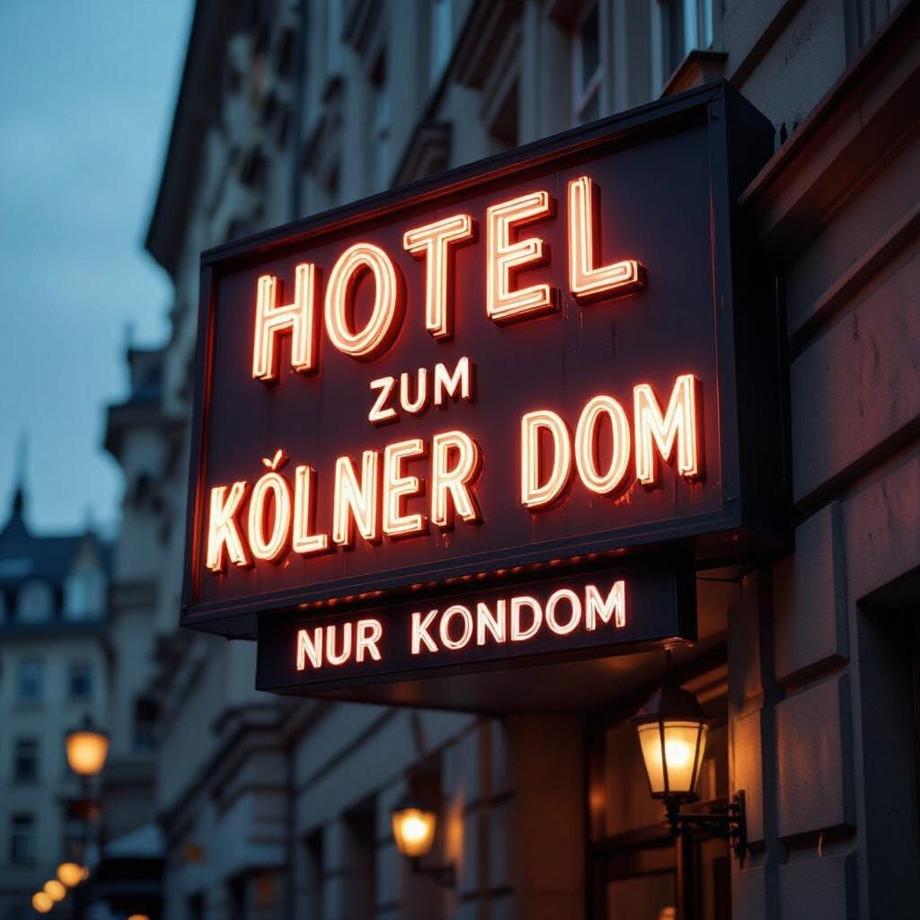 Cinematic Hotel Sign with Playful Double Entendre