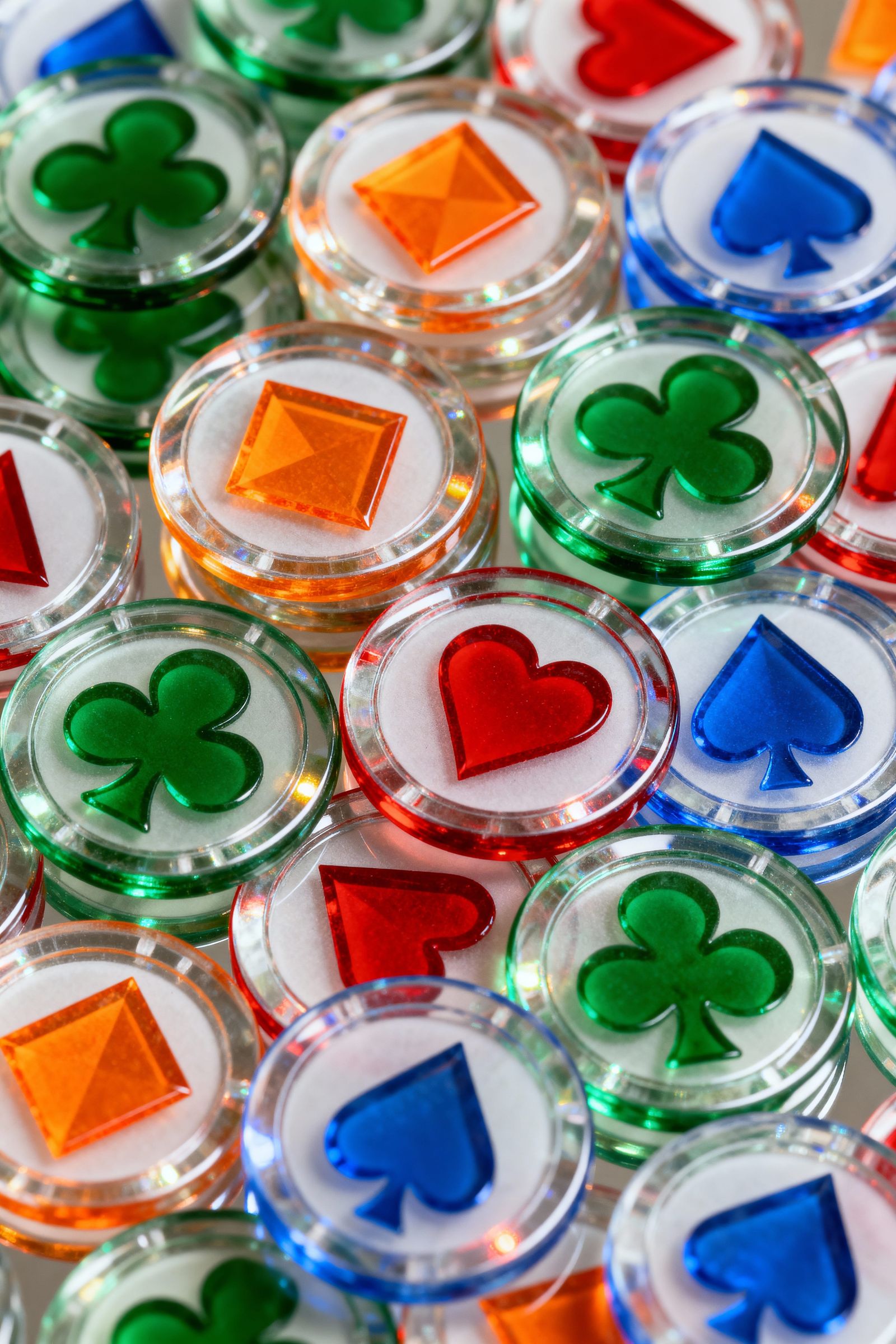 Glass Playing Card Symbols in Macro Photography