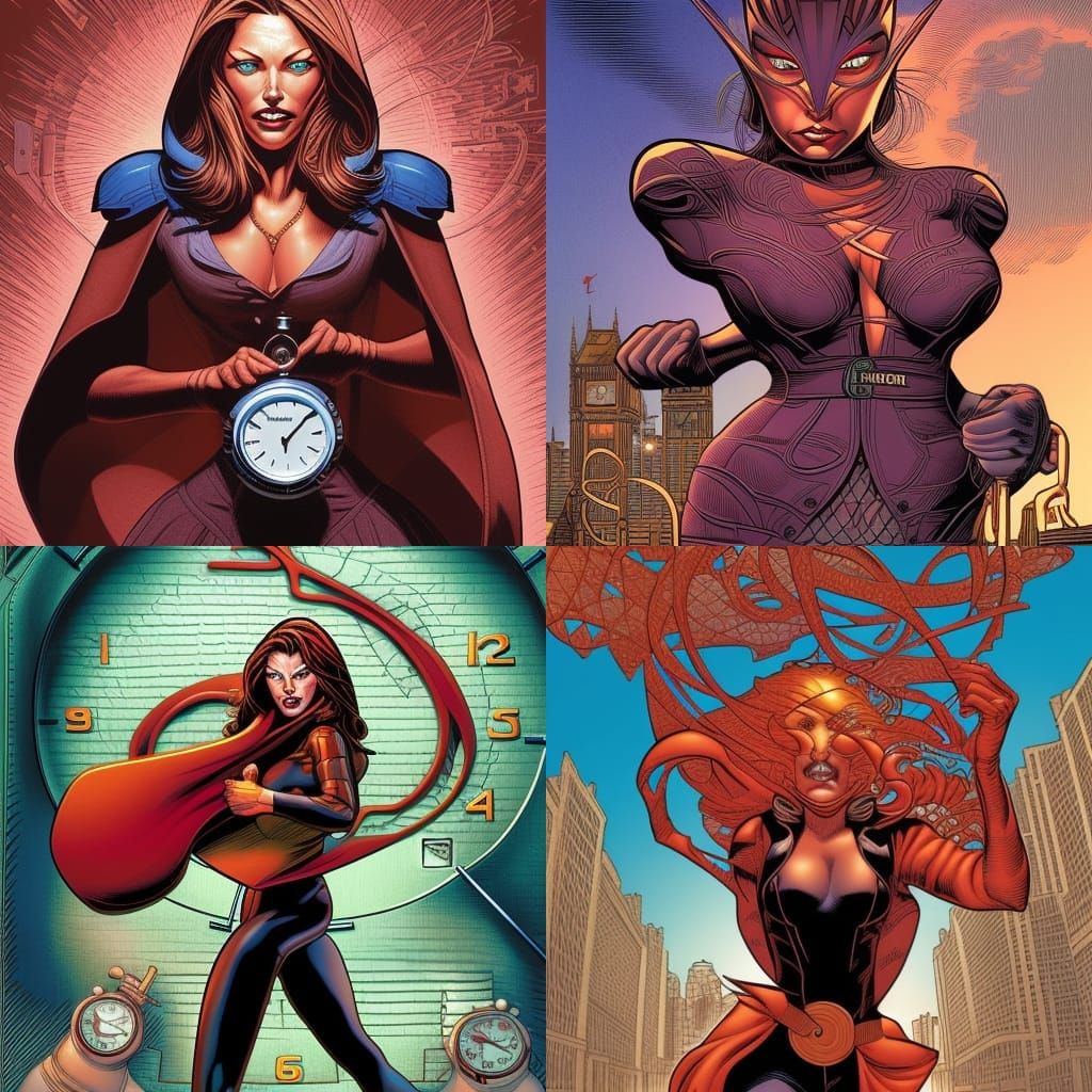 Time Keeper Woman in Comic Book Art Style