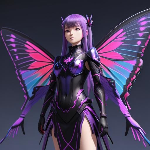 Flaming Figure with Glowing Butterfly Wings