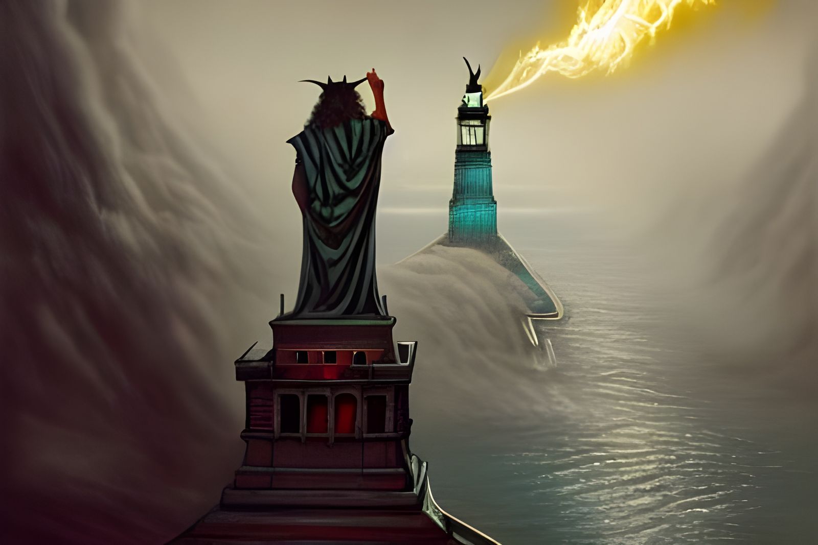 Gandalf Ascends Liberty: Digital Illustration