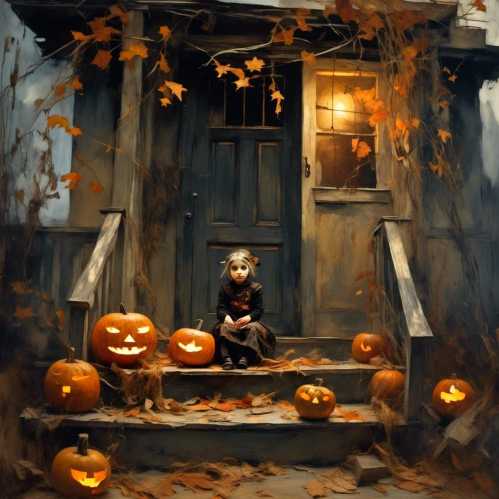 Whimsical Witch on Halloween Night Illustration