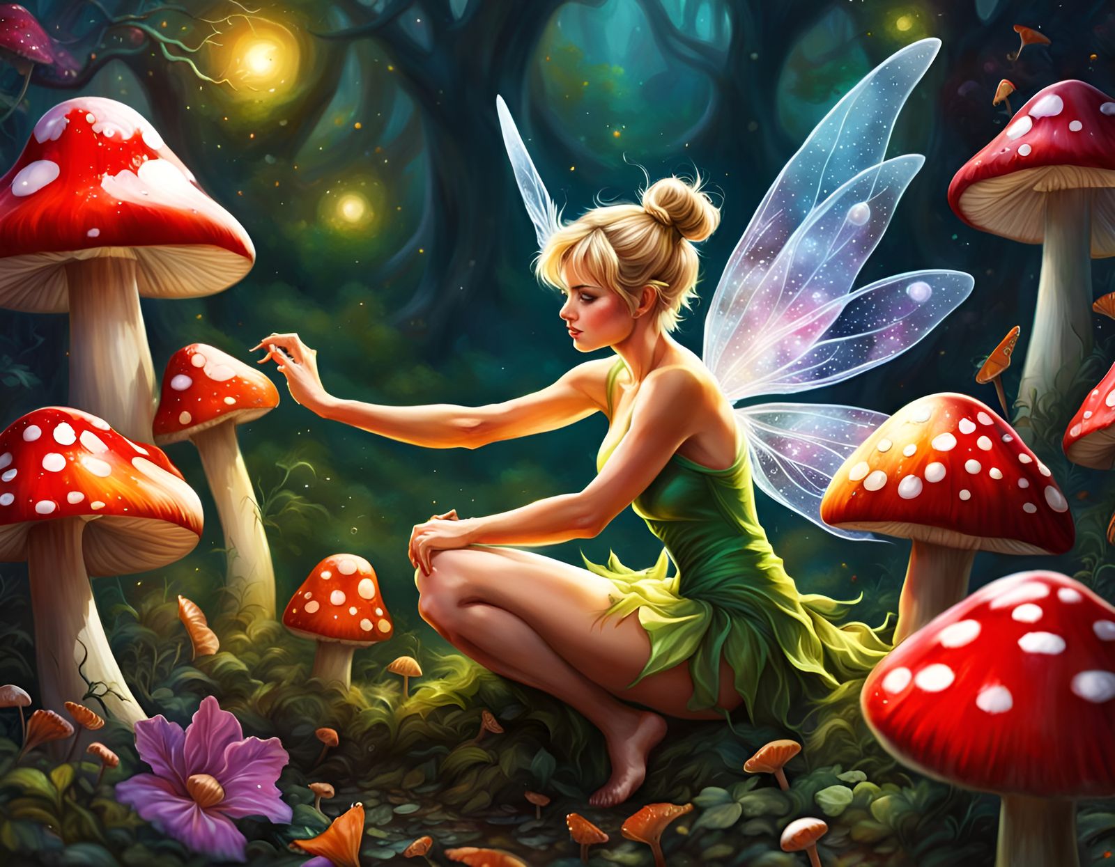 Hyperrealistic Fairy Dances in Toadstool Ring