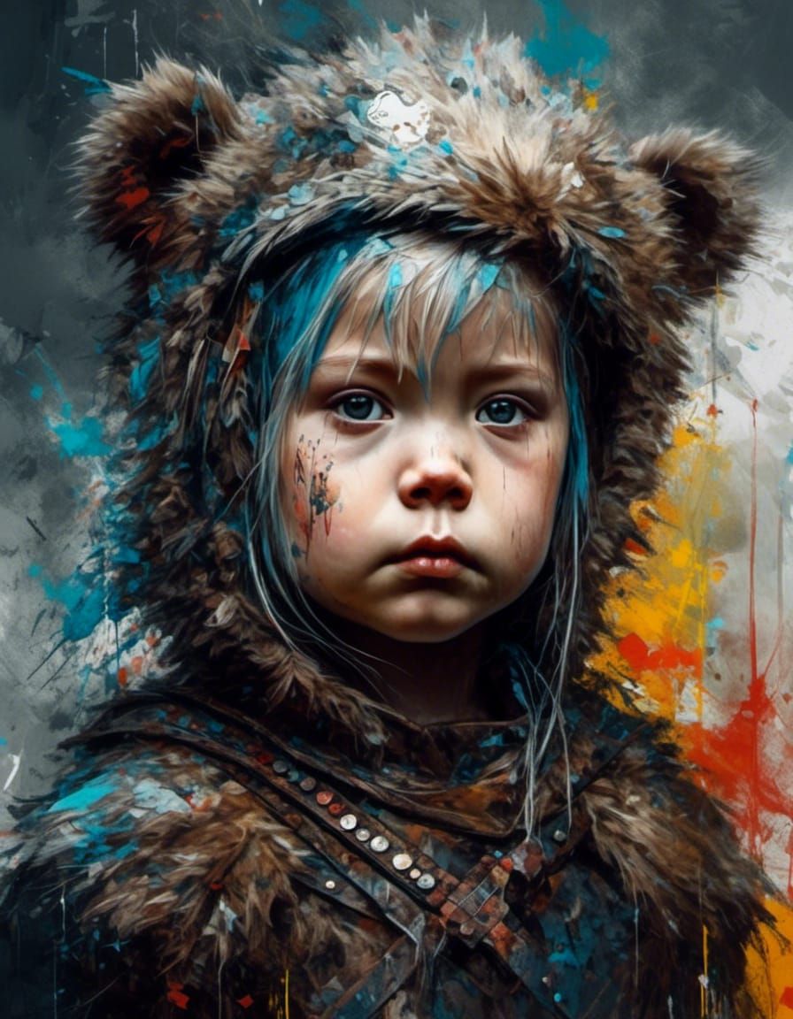 Icelandic Baby Viking Bear Portrait in Fantasy Style